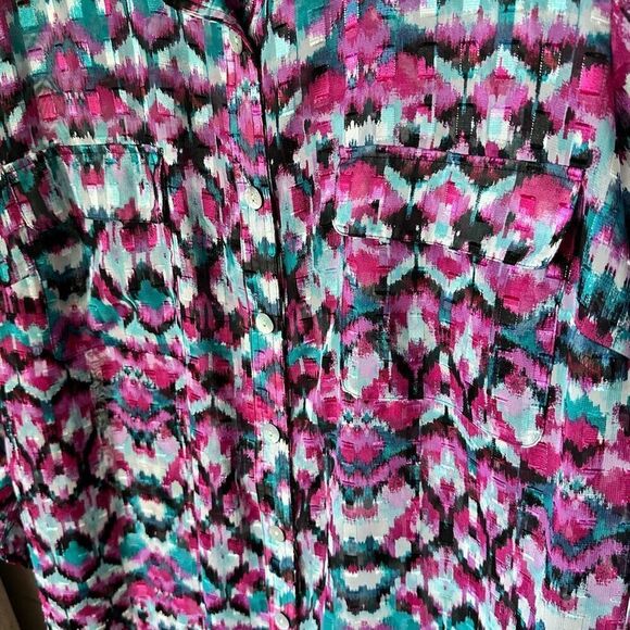 Ruby Rd Button Front Semi Sheer‎ Roll Sleeve Tunic Blouse Womens 20W Purple - Picture 4 of 12